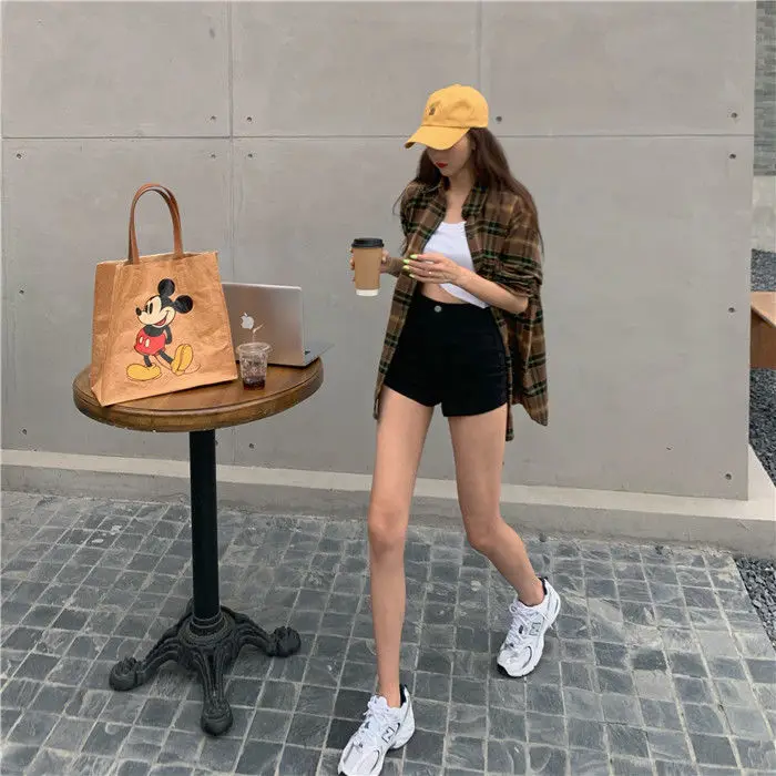 Sexy Hot High Waist Short Pants Women's Vintage Clothing Summer Korean Jean Denim Shorts Female Elastic Wide Leg Casual Fashion