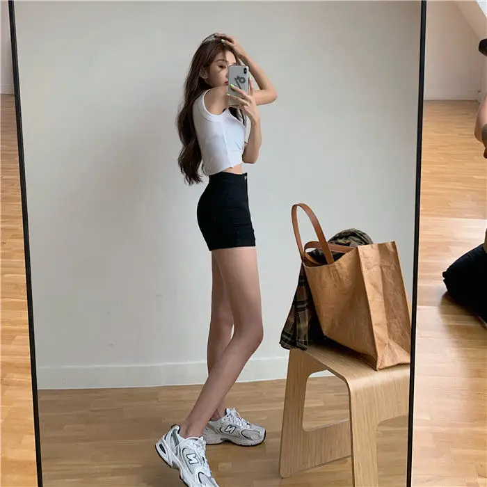 Sexy Hot High Waist Short Pants Women's Vintage Clothing Summer Korean Jean Denim Shorts Female Elastic Wide Leg Casual Fashion