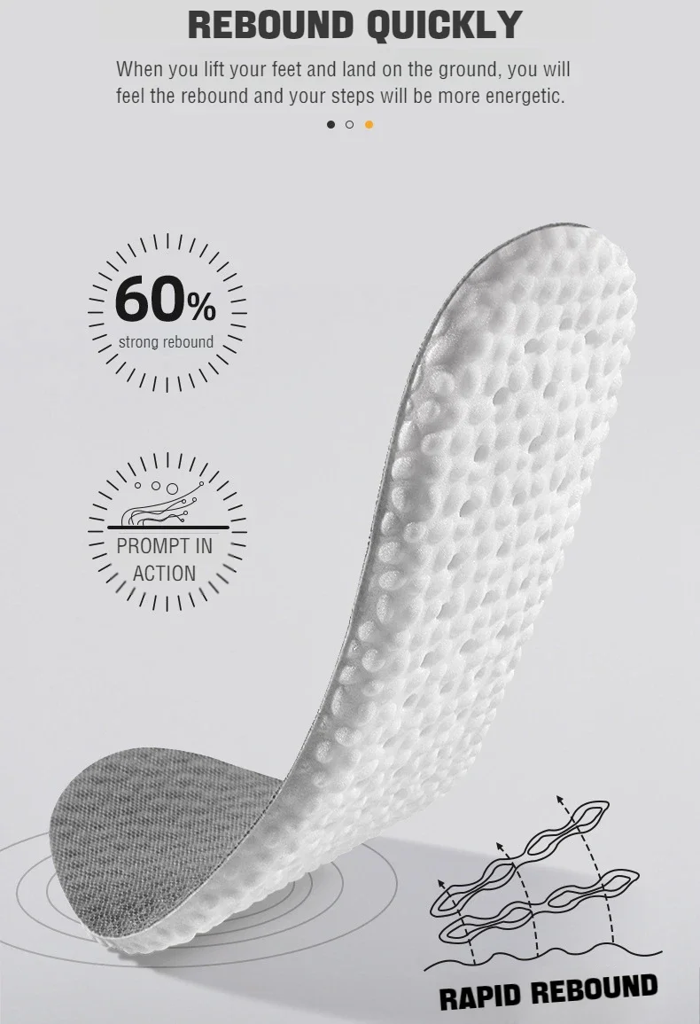 Orthopedic Memory Foam Sport Insoles Shoes Sole Cushion Running Shock-Absorbant Breathable Deodorization EVA Soft Pad