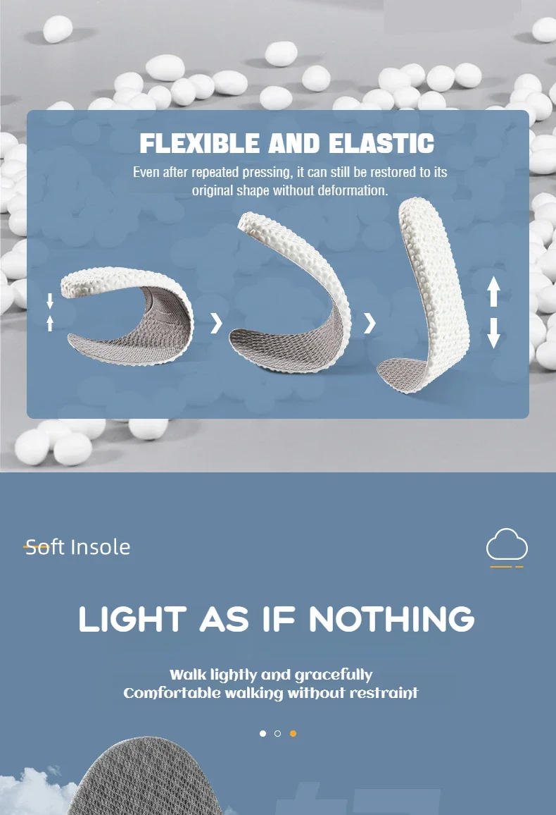 Orthopedic Memory Foam Sport Insoles Shoes Sole Cushion Running Shock-Absorbant Breathable Deodorization EVA Soft Pad