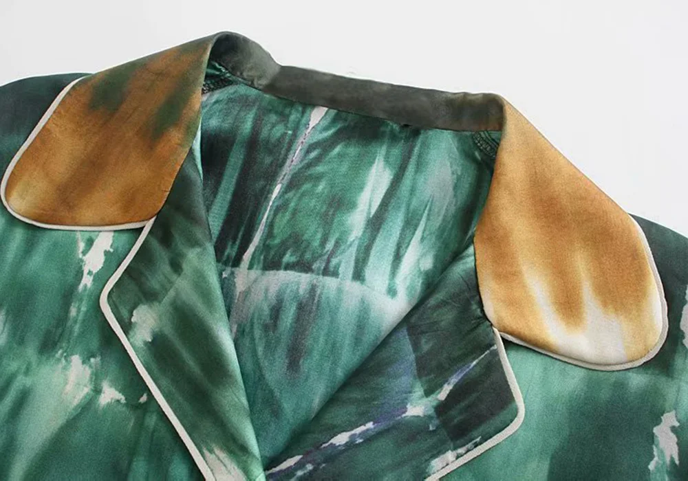 Klacwaya Za Women 2021 Summer Tie Dye Women Blouses Long Sleeve Loose Casual Blouses Vintage Female Shirts Blusas Chic