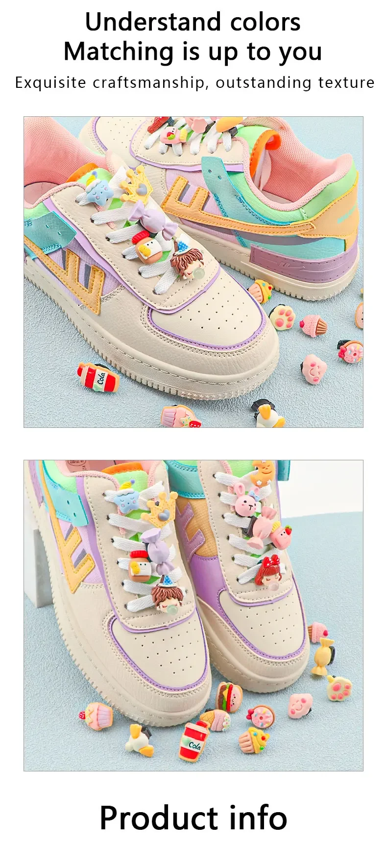Shoelaces Decoration Clips Shoe Laces Buckle Cartoon Crown Cake Candy Macaron Color Shoes Accessories for Girl Children's 1PCS