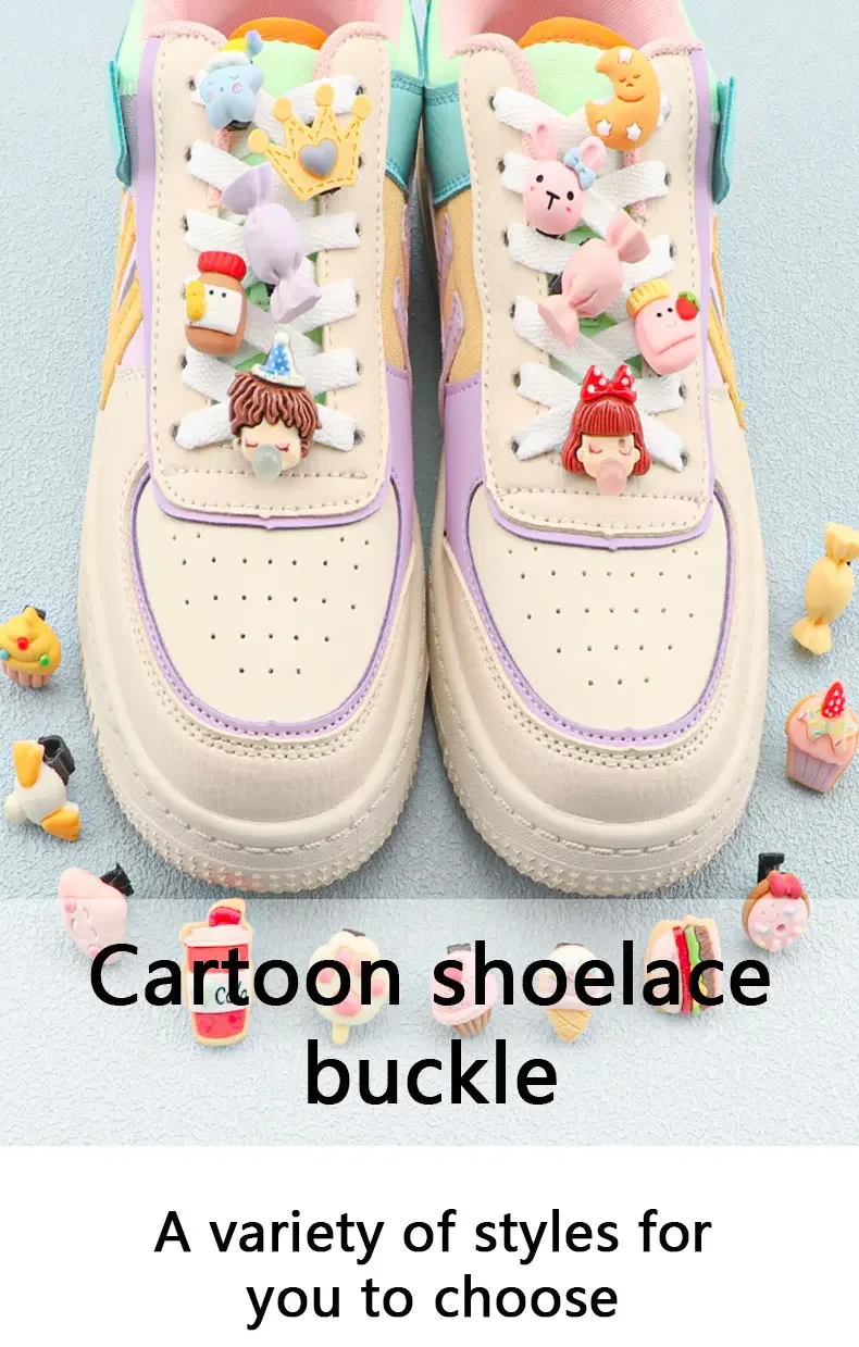 Shoelaces Decoration Clips Shoe Laces Buckle Cartoon Crown Cake Candy Macaron Color Shoes Accessories for Girl Children's 1PCS