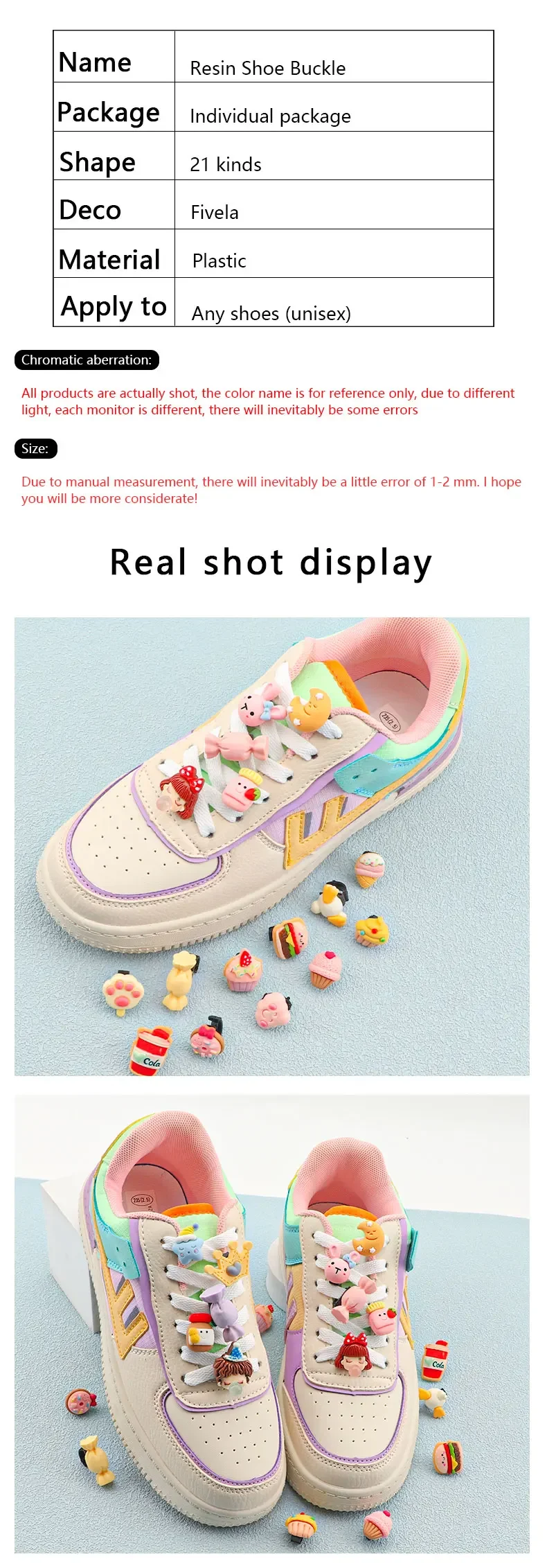 Shoelaces Decoration Clips Shoe Laces Buckle Cartoon Crown Cake Candy Macaron Color Shoes Accessories for Girl Children's 1PCS