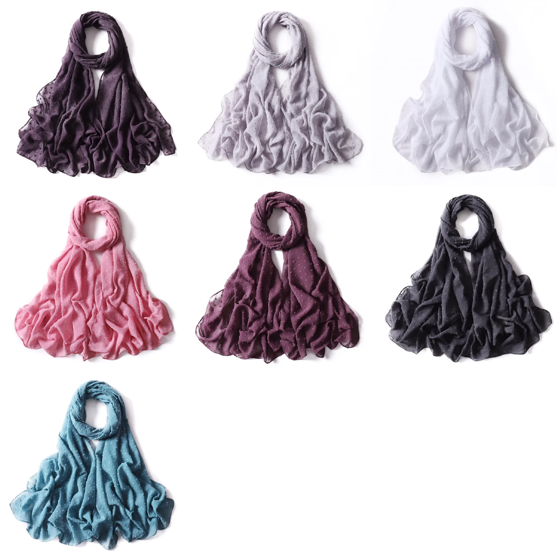 Fashion Chiffon Hijab Scarf For Women Muslim Shawl Headscarf Hair Scarves Black White Soft Turban Mujer Long Head Wraps Headband