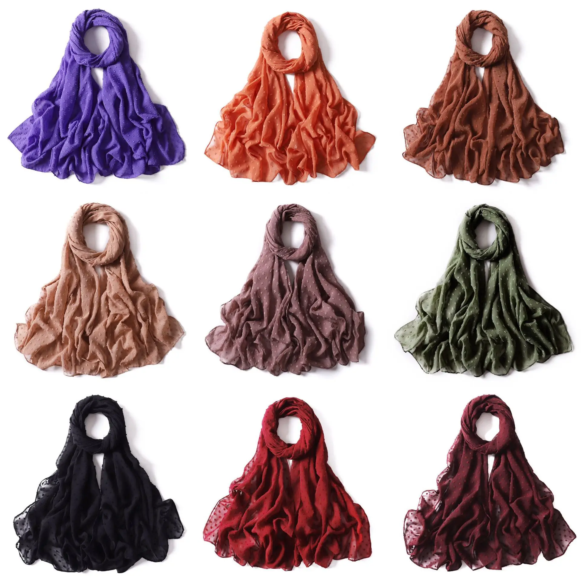 Fashion Chiffon Hijab Scarf For Women Muslim Shawl Headscarf Hair Scarves Black White Soft Turban Mujer Long Head Wraps Headband