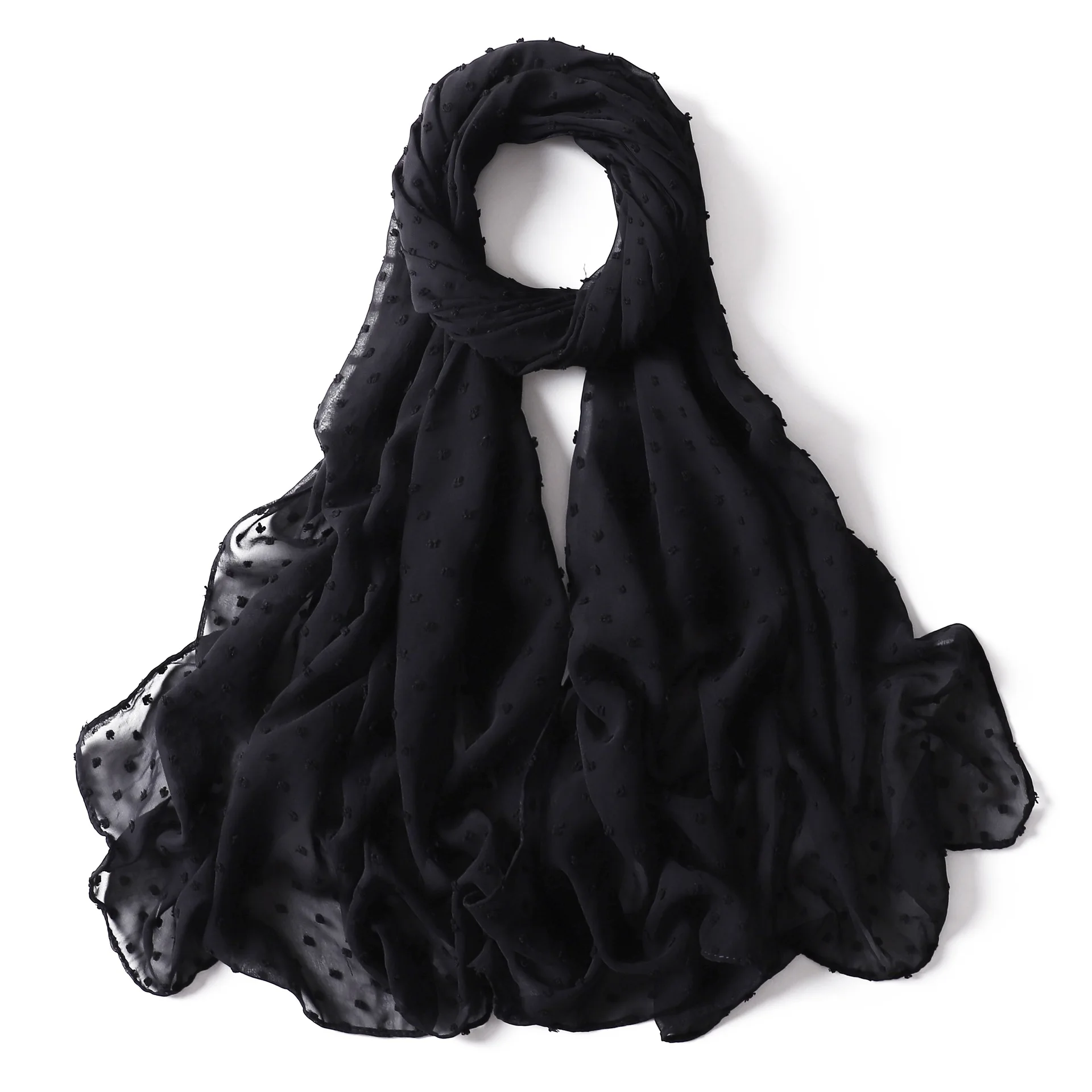 Fashion Chiffon Hijab Scarf For Women Muslim Shawl Headscarf Hair Scarves Black White Soft Turban Mujer Long Head Wraps Headband