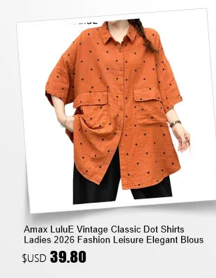 Amax LuluE 2026 Korean Summer Womens Fashion Loose Lace Shirts Casual Cotton Tops Ladies Classic Elegant Vintage Solid Blouses