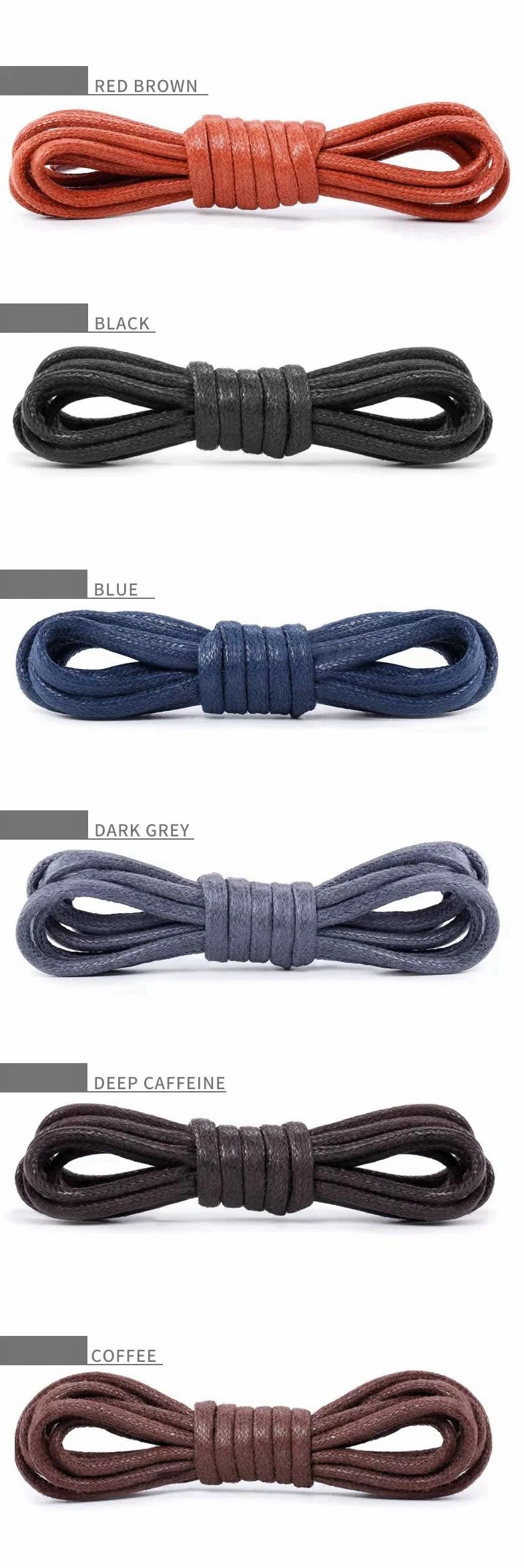 1 Pair Cotton Waxed Shoelaces Round Oxford Shoe Laces  Boots Laces Waterproof Leather Shoelace Women Men Shoes Accessories