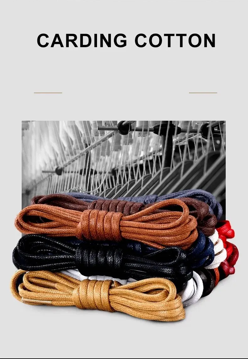 1 Pair Cotton Waxed Shoelaces Round Oxford Shoe Laces  Boots Laces Waterproof Leather Shoelace Women Men Shoes Accessories