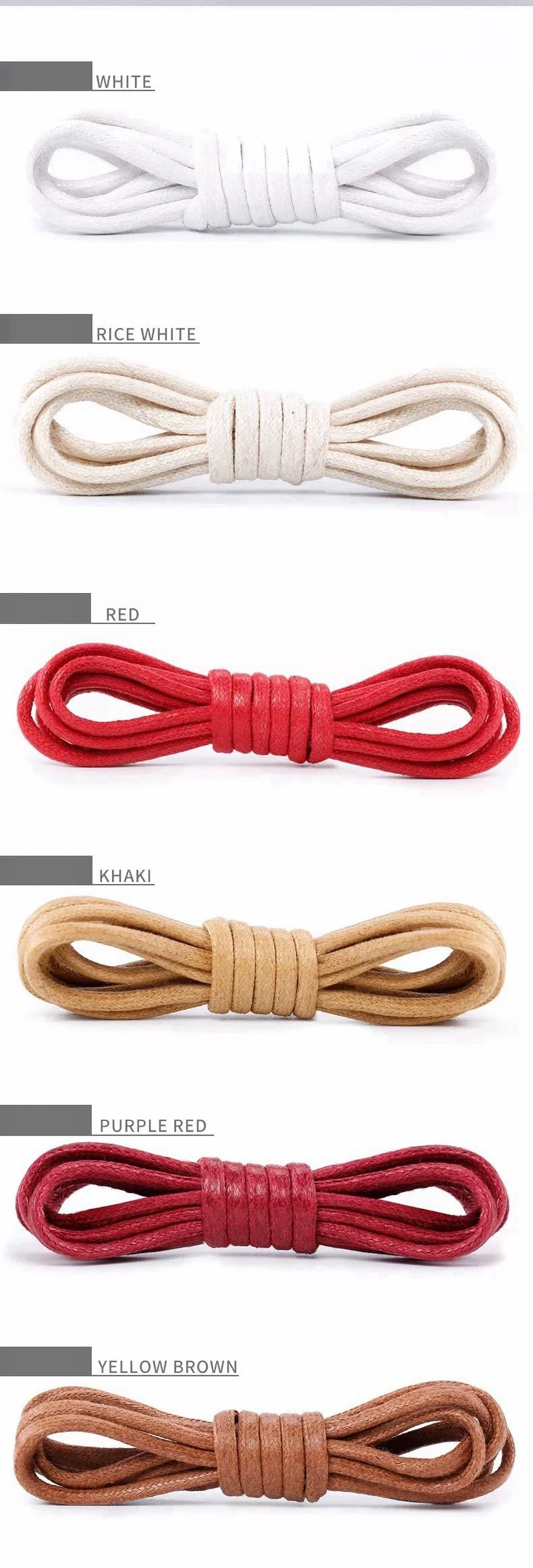 1 Pair Cotton Waxed Shoelaces Round Oxford Shoe Laces  Boots Laces Waterproof Leather Shoelace Women Men Shoes Accessories