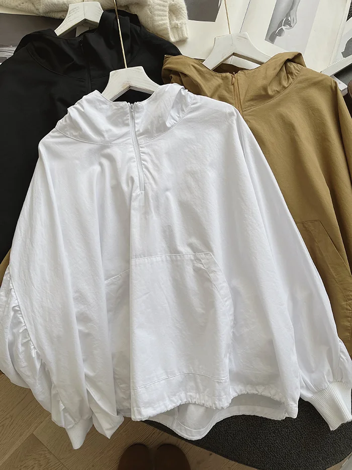 Amax luluE 2024 Summer Korean Designer Ladies Cotton Hoodies Loose Hooded Streetwear Womens Punk Sweatshirts Oversized Clothing