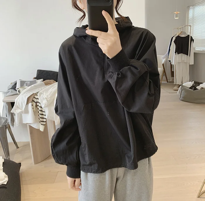 Amax luluE 2024 Summer Korean Designer Ladies Cotton Hoodies Loose Hooded Streetwear Womens Punk Sweatshirts Oversized Clothing