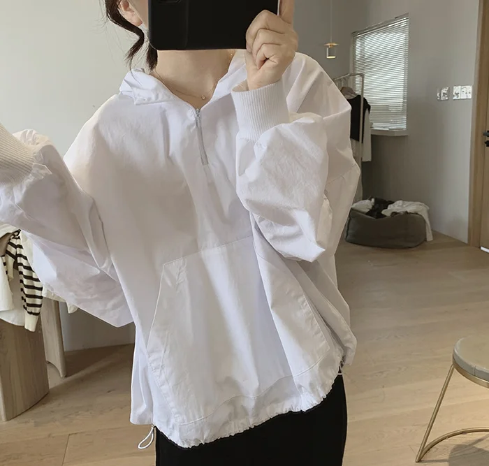 Amax luluE 2024 Summer Korean Designer Ladies Cotton Hoodies Loose Hooded Streetwear Womens Punk Sweatshirts Oversized Clothing
