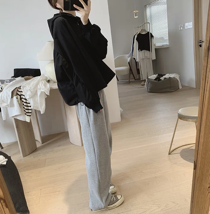 Amax luluE 2024 Summer Korean Designer Ladies Cotton Hoodies Loose Hooded Streetwear Womens Punk Sweatshirts Oversized Clothing