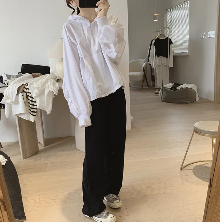 Amax luluE 2024 Summer Korean Designer Ladies Cotton Hoodies Loose Hooded Streetwear Womens Punk Sweatshirts Oversized Clothing