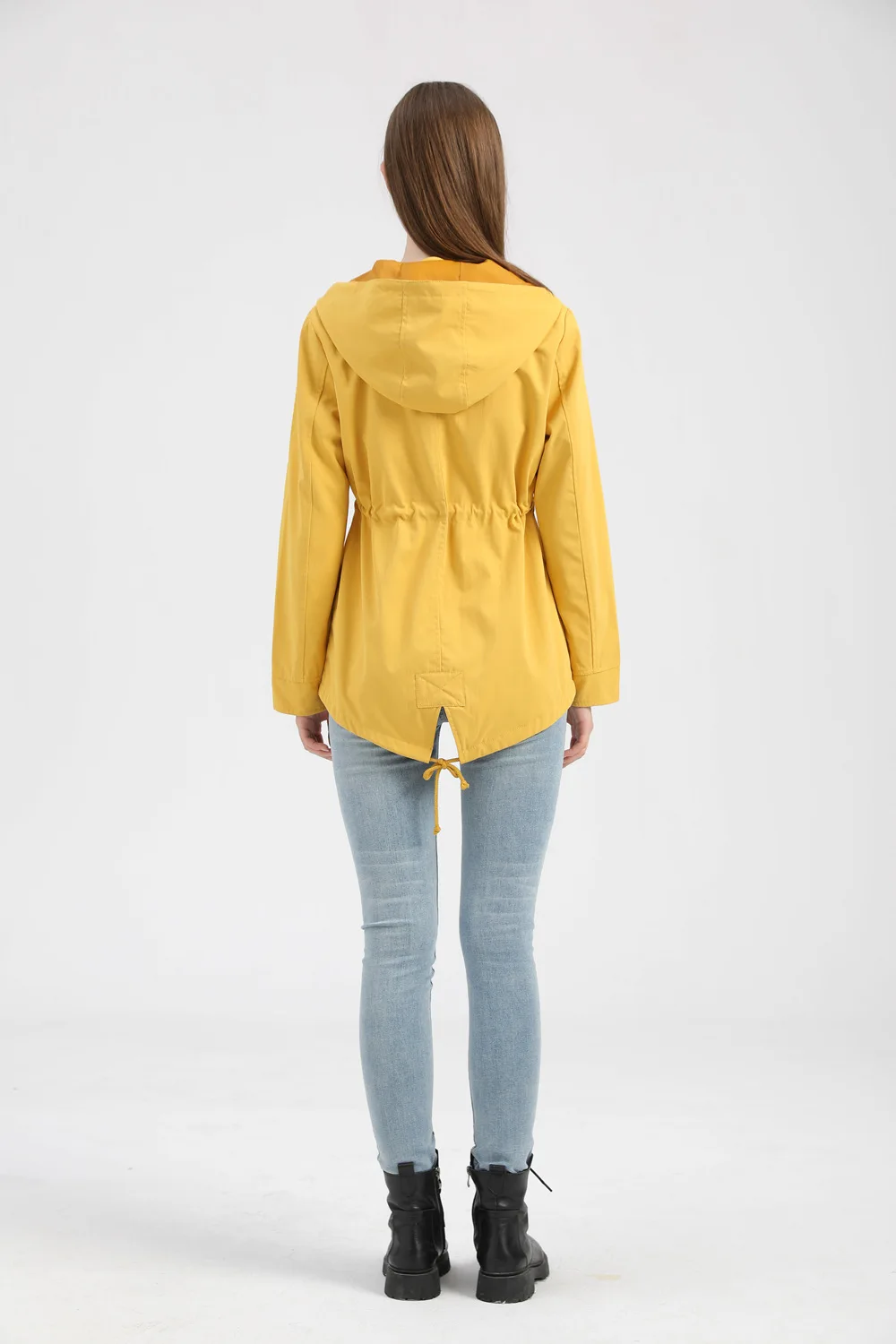 Women's Hooded Windbreaker Jacket Waterproof Zipper Long Sleeve Casual Coat Turndown Collar Pocket Outwear Autumn Jackets Women