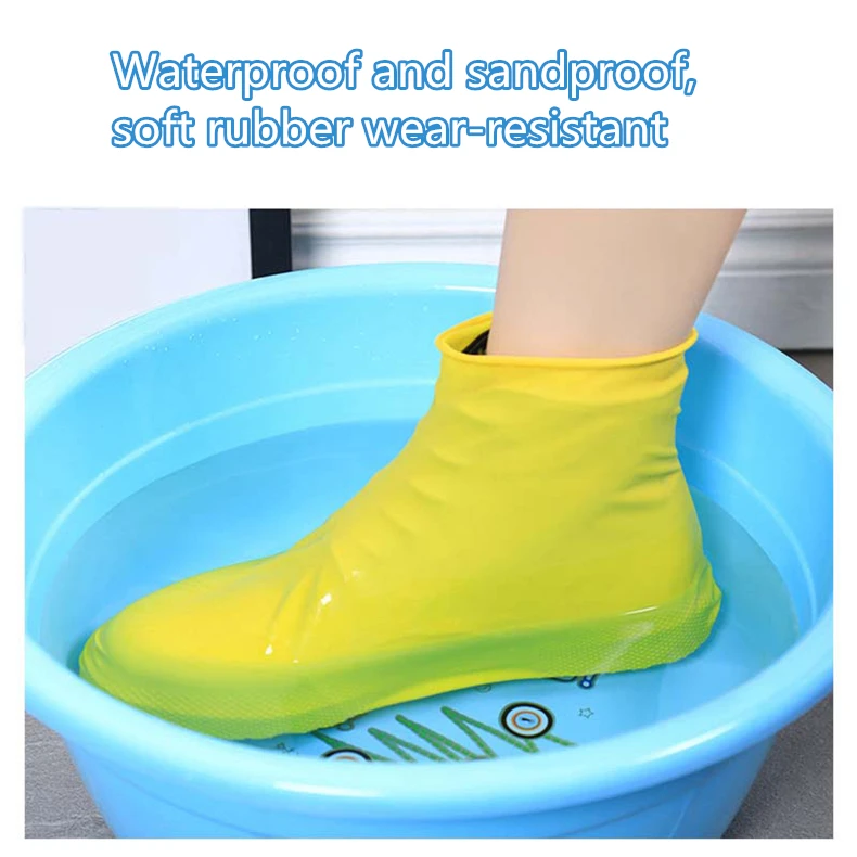 Rain Boots Waterproof Shoe Cover Silicone Unisex Outdoor Solid Waterproof Non-Slip Non-slip Wear-Resistant Reusable Shoe Cover