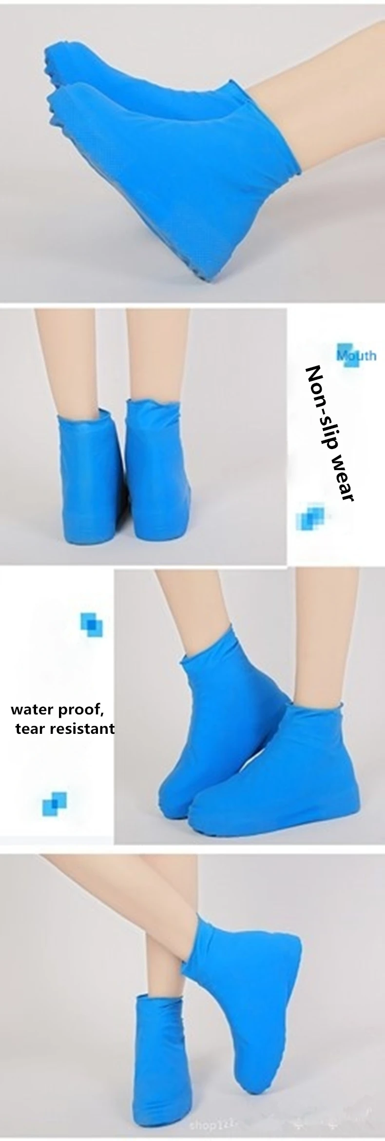 Rain Boots Waterproof Shoe Cover Silicone Unisex Outdoor Solid Waterproof Non-Slip Non-slip Wear-Resistant Reusable Shoe Cover