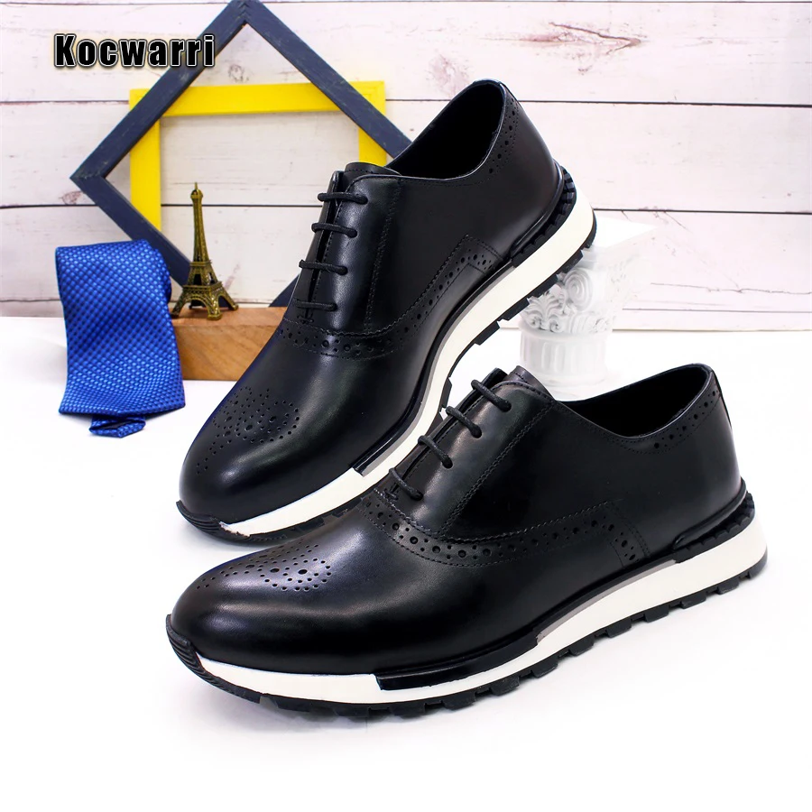 Casual Men's Leather Shoes Genuine Leather Comfortable Fashion Sneakers Handmade Sequin Casual Shoes Dating Banquet Men's Shoes