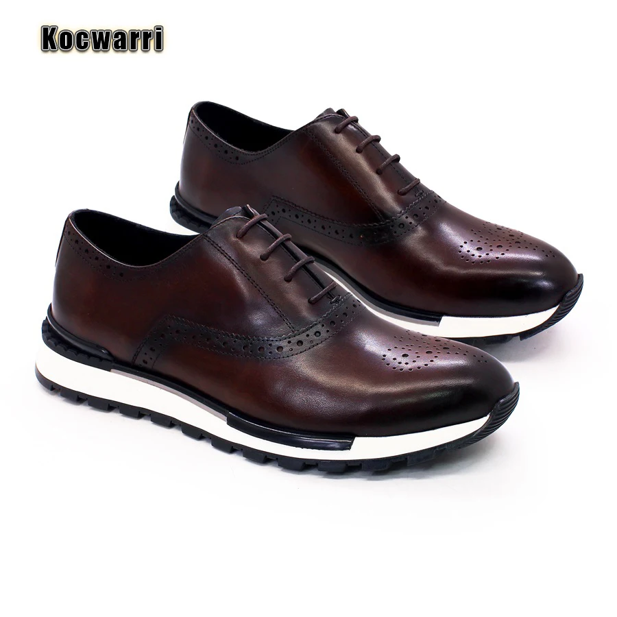 Casual Men's Leather Shoes Genuine Leather Comfortable Fashion Sneakers Handmade Sequin Casual Shoes Dating Banquet Men's Shoes