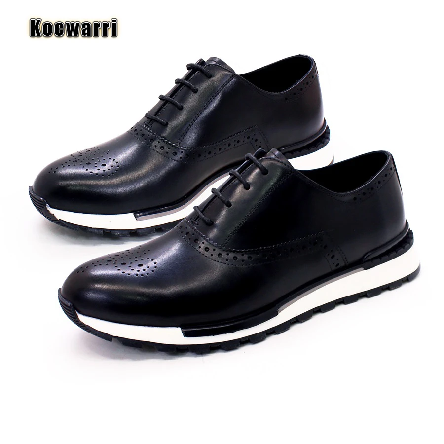 Casual Men's Leather Shoes Genuine Leather Comfortable Fashion Sneakers Handmade Sequin Casual Shoes Dating Banquet Men's Shoes