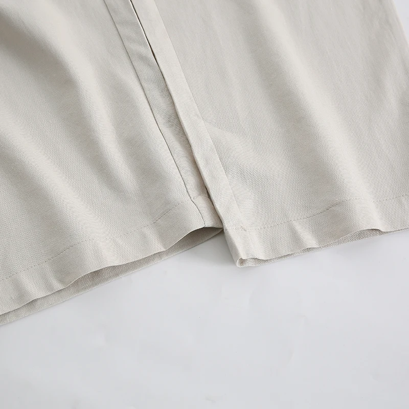 Vintage Linen Women's Pants Casual Elastic Waist Button Up Korean Fashion Harajuku Trouser Streetwear Sweatpants