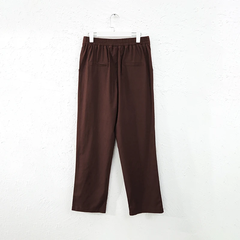Vintage Linen Women's Pants Casual Elastic Waist Button Up Korean Fashion Harajuku Trouser Streetwear Sweatpants