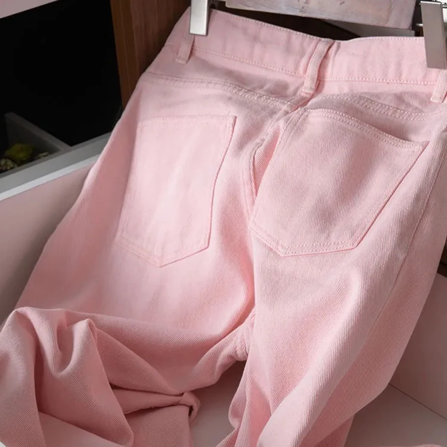 Women's Straight High Waist Jeans Korean Fashion Streetwear Baggy Wide-leg Casual White Denim Pants New Wash Vintage Vaqueros