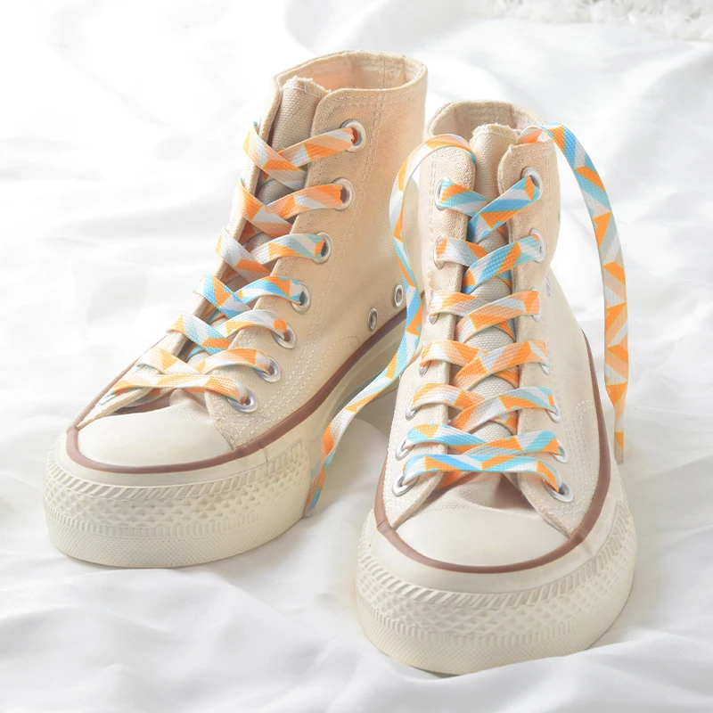 Ice Cream Colorful Shoe Laces for Tennis Flat Gradient Shoelaces for Sneakers Rainbow High Sports Shoelace Women Man Shoestrings