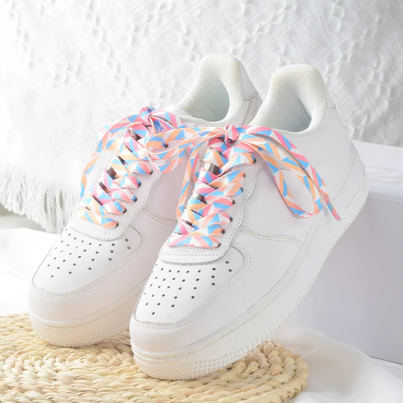 Ice Cream Colorful Shoe Laces for Tennis Flat Gradient Shoelaces for Sneakers Rainbow High Sports Shoelace Women Man Shoestrings