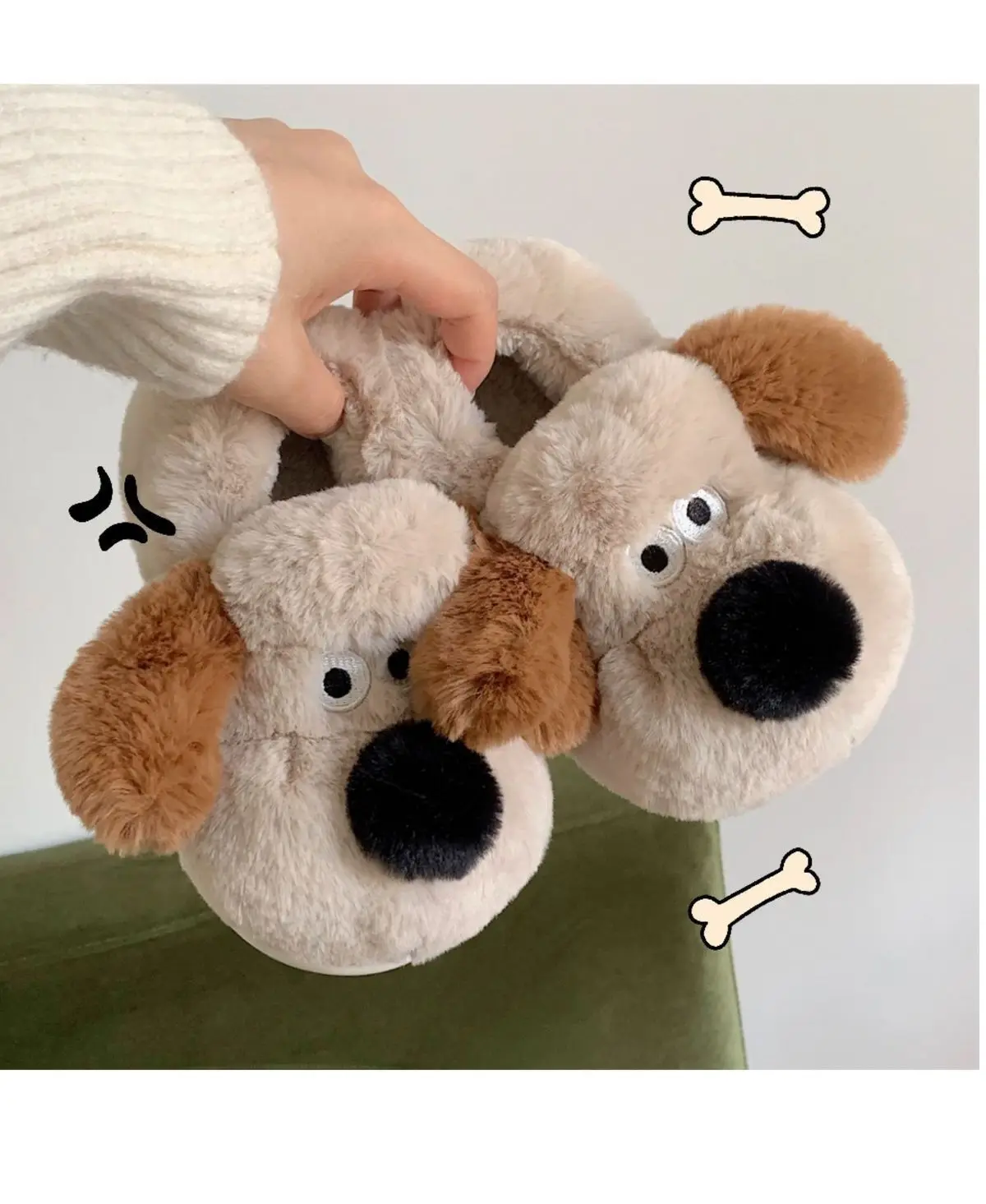 Size36-45 Hug Dog Slippers Girls Fluffy Warm Slide Slipper Female Cuddle Animal Flat Shoes 2022 Ins Hot Thick Furry Slippers