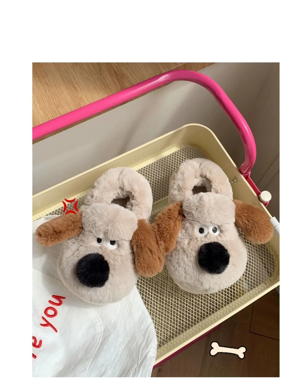 Size36-45 Hug Dog Slippers Girls Fluffy Warm Slide Slipper Female Cuddle Animal Flat Shoes 2022 Ins Hot Thick Furry Slippers
