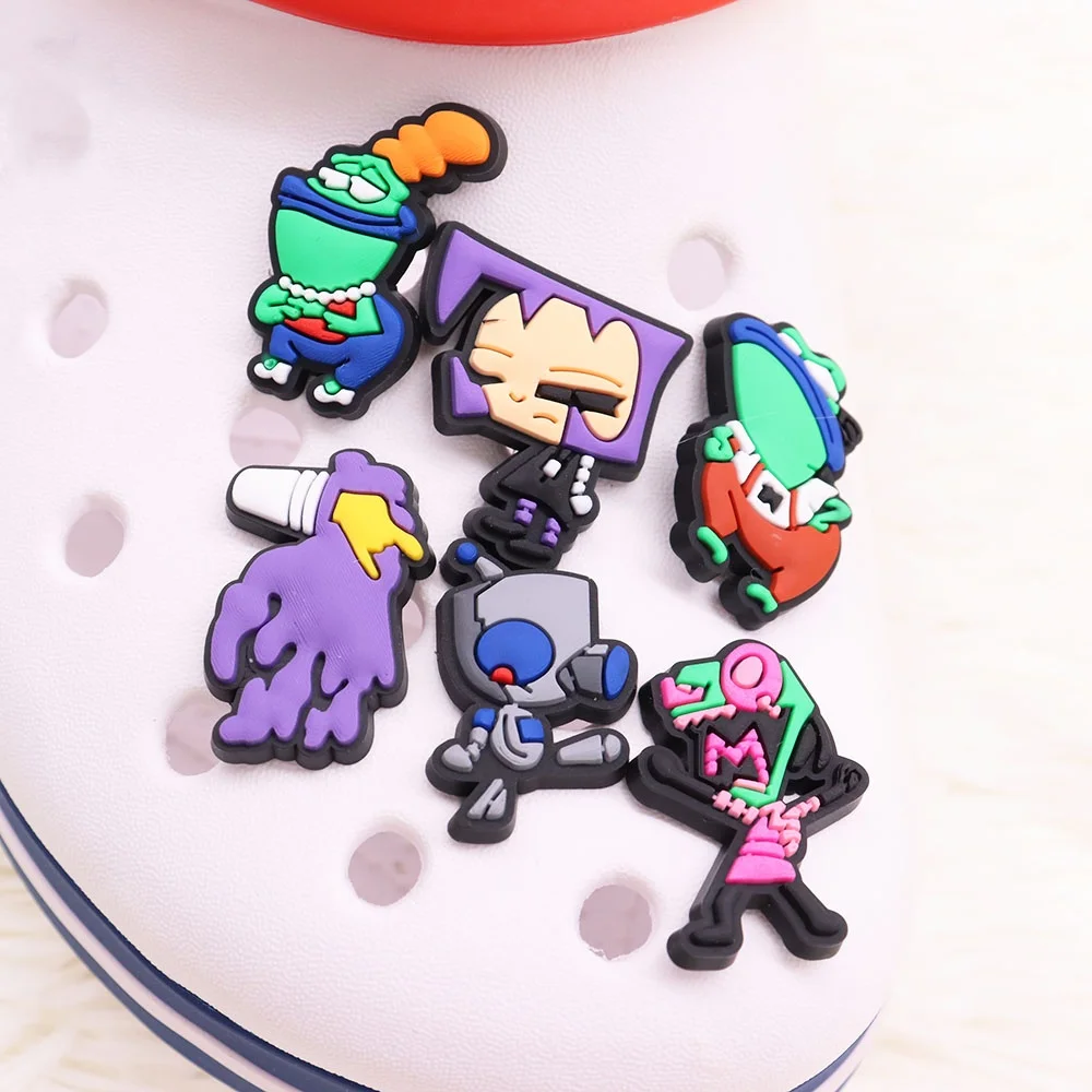 1Pcs Shoe Charms Cartoon Anime Green Alien Monster Accessories Shoes Buckle Decorations Fit Kids DIY Party Gift