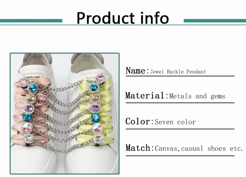 Sneakers Colorful Crystal Gemstone Decoration Shoelace Chain Shoe Buckle Clips Charms Ornaments Pendant Trend Shoes Accessories