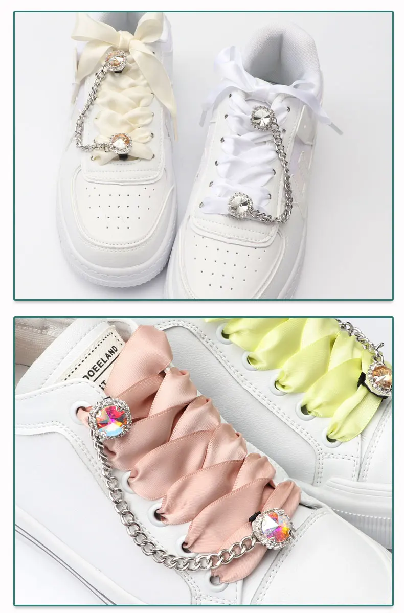 Sneakers Colorful Crystal Gemstone Decoration Shoelace Chain Shoe Buckle Clips Charms Ornaments Pendant Trend Shoes Accessories