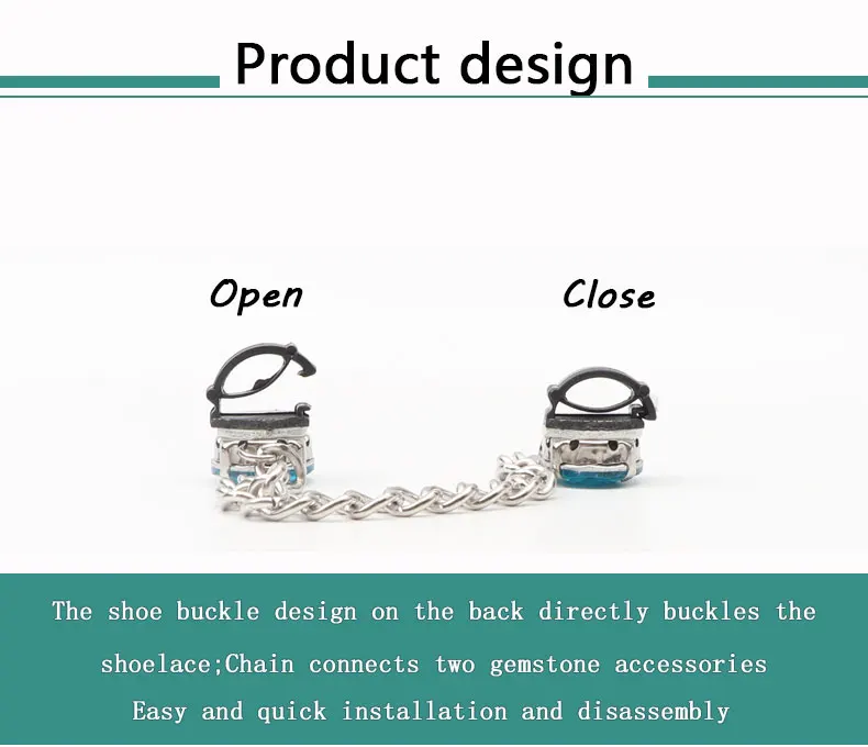 Sneakers Colorful Crystal Gemstone Decoration Shoelace Chain Shoe Buckle Clips Charms Ornaments Pendant Trend Shoes Accessories