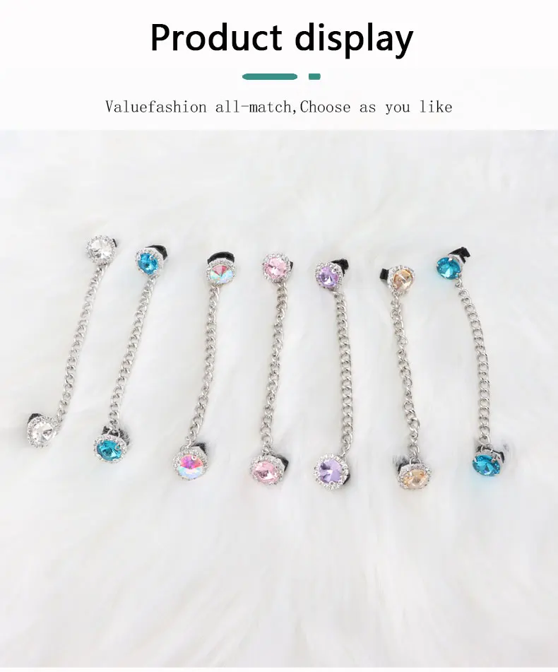Sneakers Colorful Crystal Gemstone Decoration Shoelace Chain Shoe Buckle Clips Charms Ornaments Pendant Trend Shoes Accessories