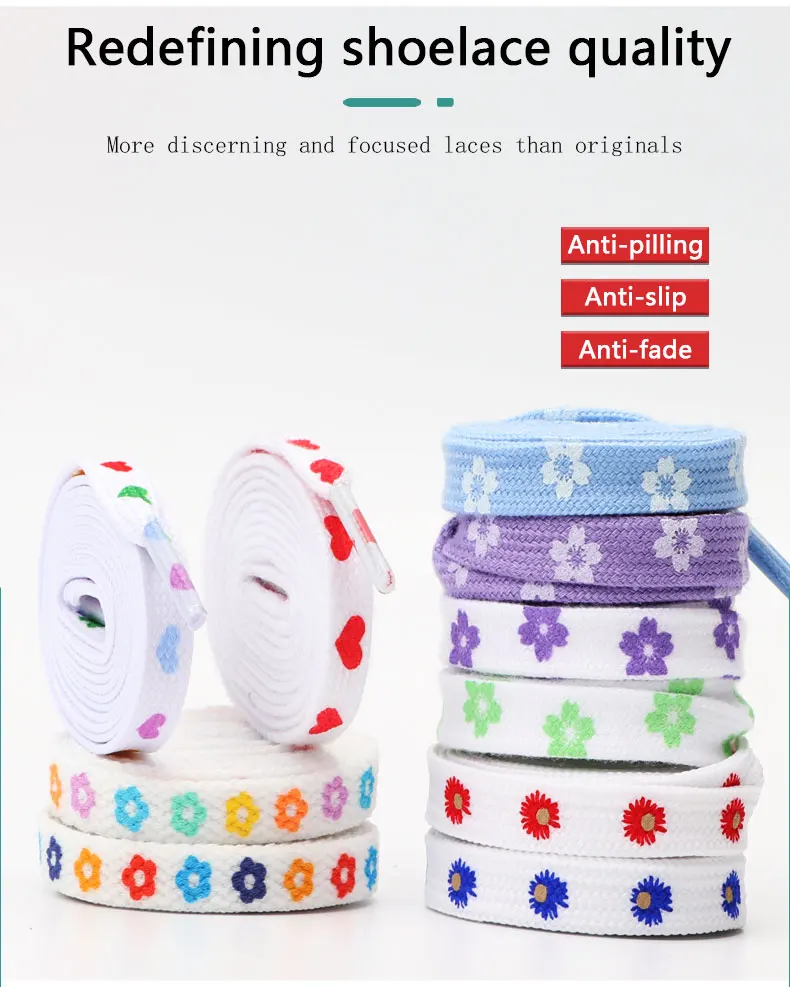 1Pair Sakura Printed Flat Shoelaces, Cute Cherry Blossom Flower Pattern Shoe Laces, Decorative Floral Shoestrings for Sneakers