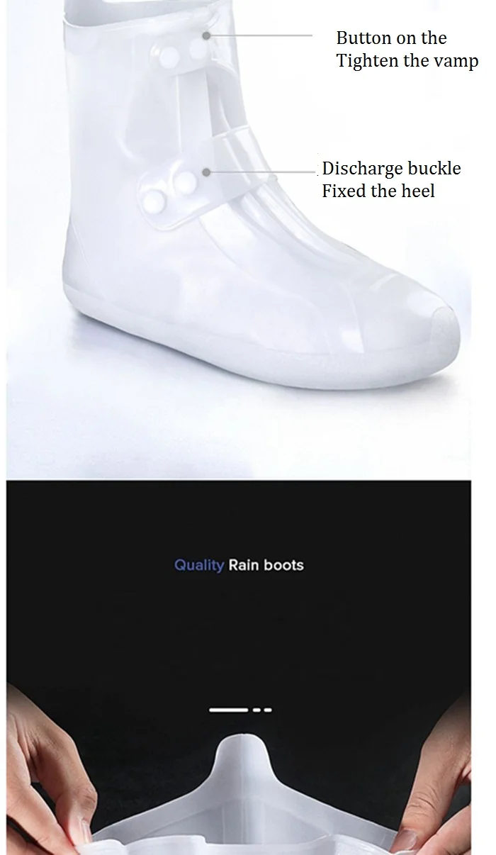 Boots Waterproof Shoe Cover Outdoor Rainy Days Silicone PVC Material Unisex Shoes Protectors Non-slip Reusable Rain Boots Covery
