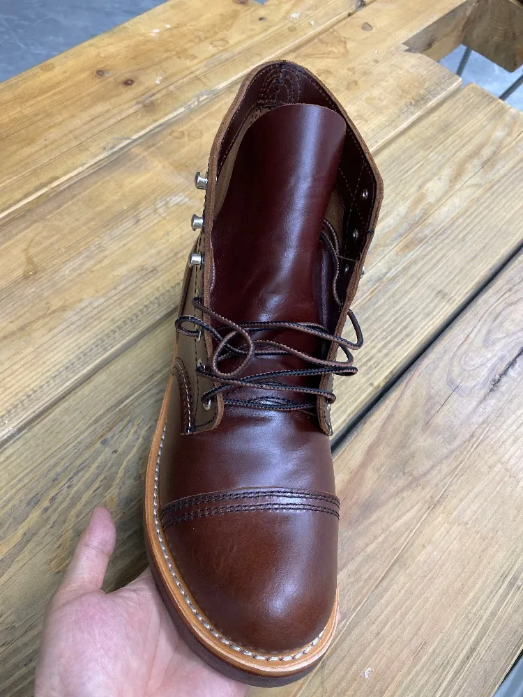 YQ8111 Cowhide Leather Handmade Goodyear Welted American Boots Custom Made Service Red Tornado Size 35-52 Super Quality Genuine