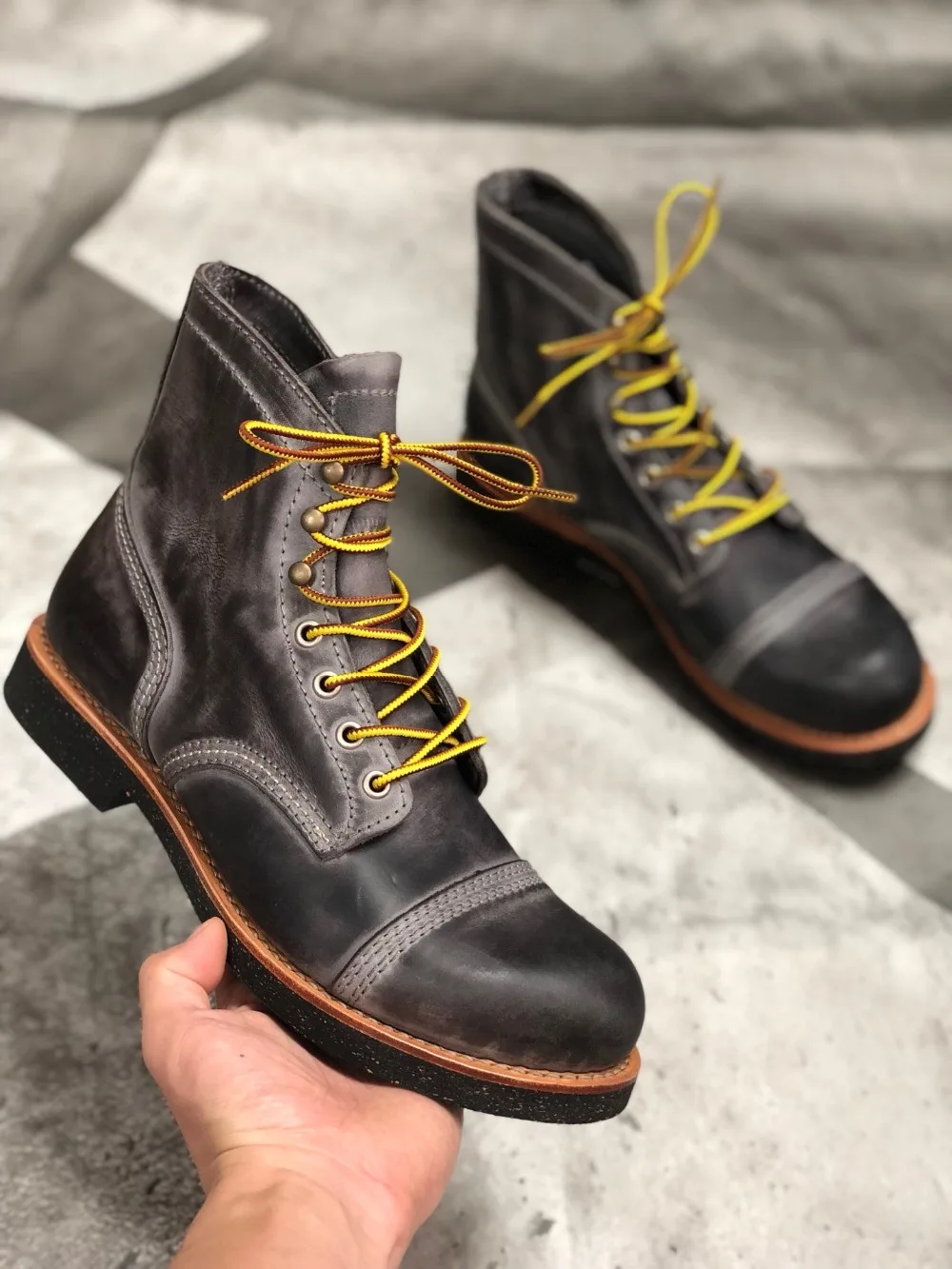 YQ8111 Cowhide Leather Handmade Goodyear Welted American Boots Custom Made Service Red Tornado Size 35-52 Super Quality Genuine