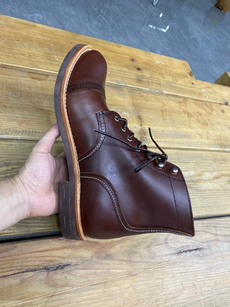 YQ8111 Cowhide Leather Handmade Goodyear Welted American Boots Custom Made Service Red Tornado Size 35-52 Super Quality Genuine