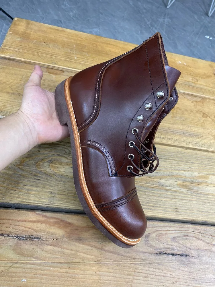 YQ8111 Cowhide Leather Handmade Goodyear Welted American Boots Custom Made Service Red Tornado Size 35-52 Super Quality Genuine