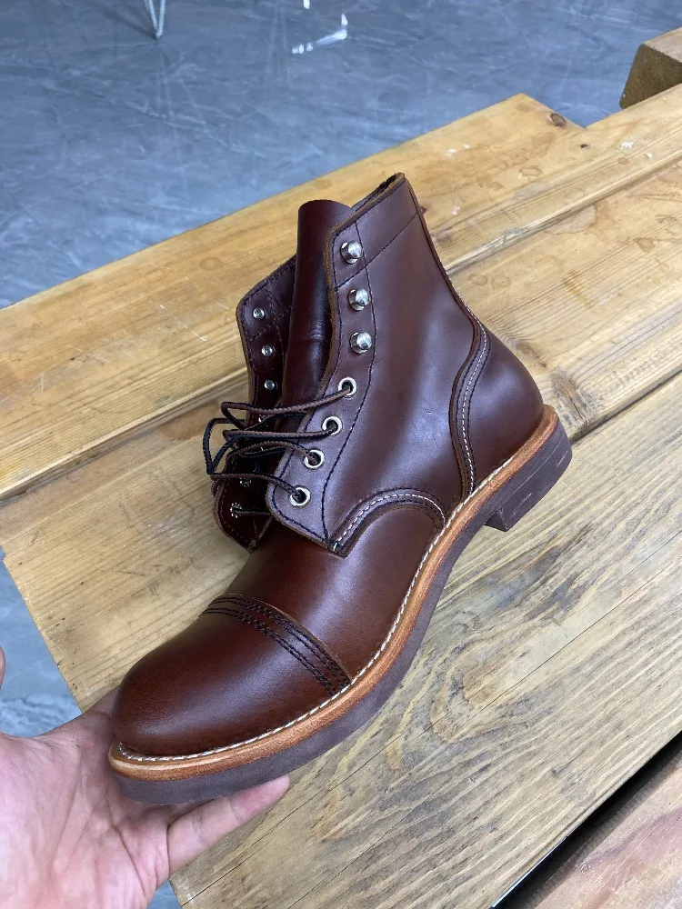 YQ8111 Cowhide Leather Handmade Goodyear Welted American Boots Custom Made Service Red Tornado Size 35-52 Super Quality Genuine