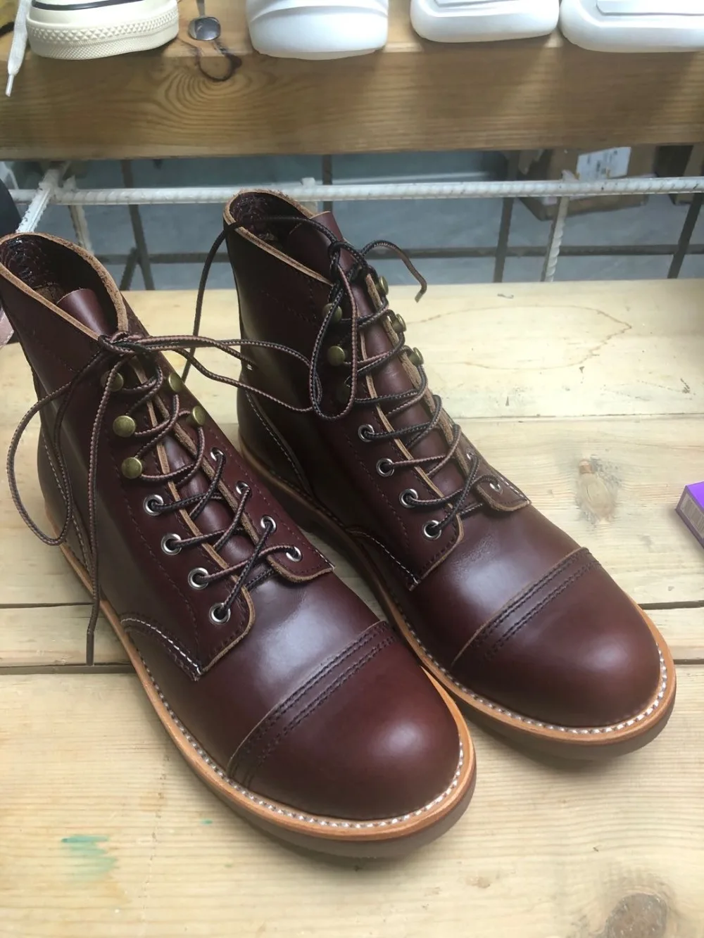 YQ8111 Cowhide Leather Handmade Goodyear Welted American Boots Custom Made Service Red Tornado Size 35-52 Super Quality Genuine