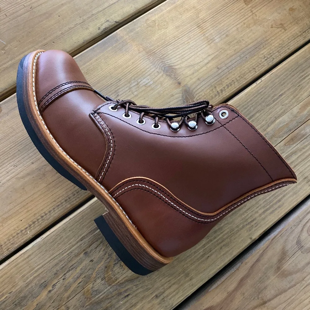 YQ8111 Cowhide Leather Handmade Goodyear Welted American Boots Custom Made Service Red Tornado Size 35-52 Super Quality Genuine