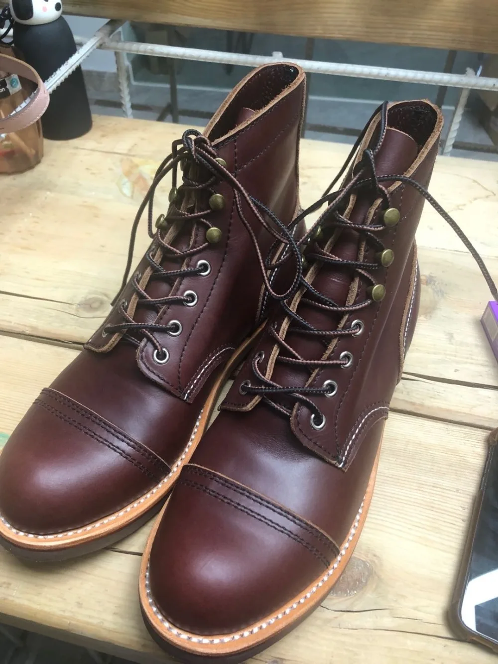 YQ8111 Cowhide Leather Handmade Goodyear Welted American Boots Custom Made Service Red Tornado Size 35-52 Super Quality Genuine