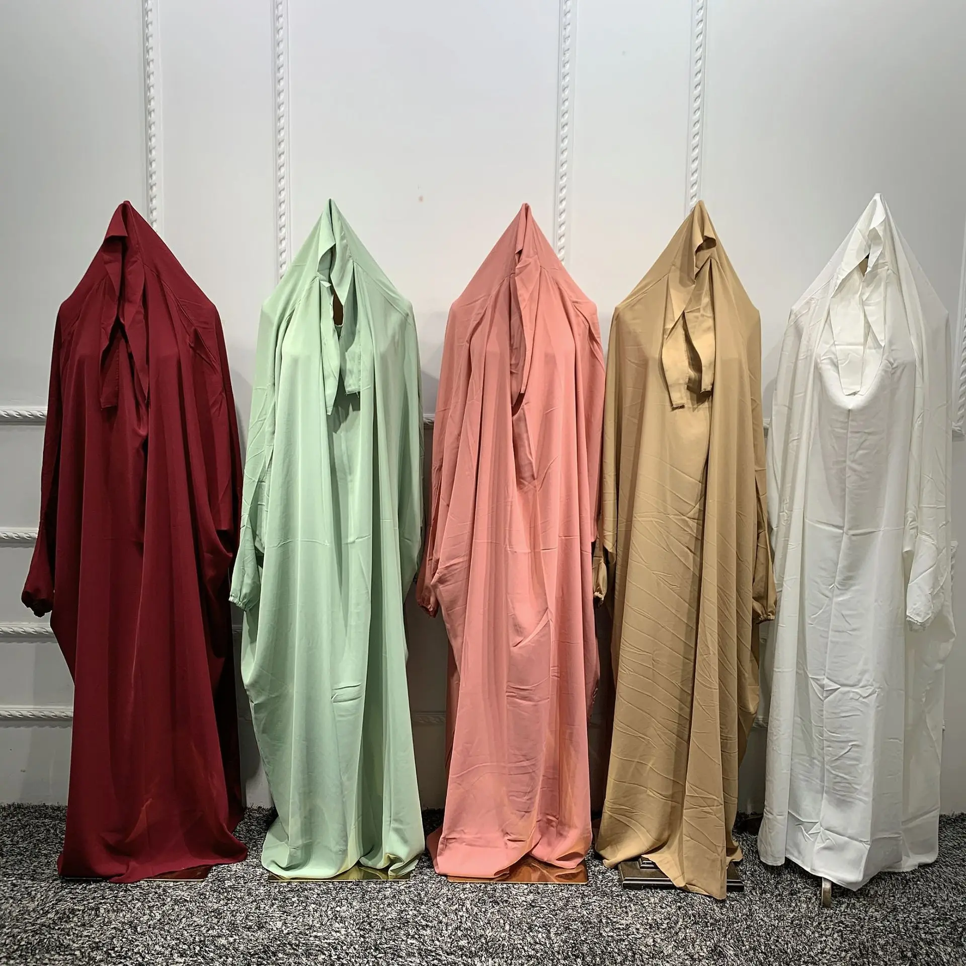 Hijabi Jilbab One-Piece Muslim Women Prayer Abaya Dress, Ramadan Eid Dubai Turkish Modest Islamic Clothing Hajj Overhead Abayas