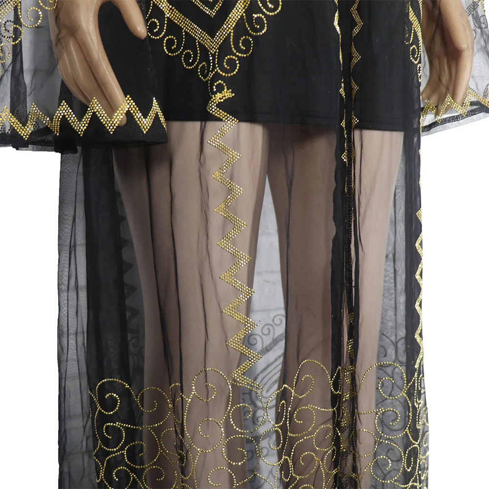 Dress Mesh Fabric Rhinestone Decoration + Sling Sexy Fashion Luxury Robe